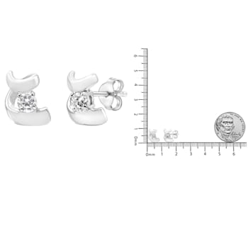 0.10ctw Round Cut Diamond Sterling Silver Earrings