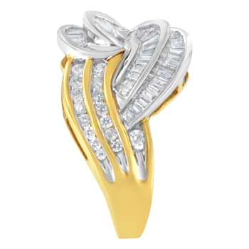 10K Two-Toned Gold Diamond Bypass Ring (1 cttw, H-I Color, SI1-SI2 Clarity)