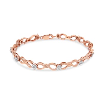 0.50ctw Diamond Infinity 10K Rose Gold Over Sterling Silver Tennis Bracelet
