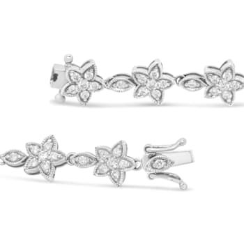 14K White Gold 1 1/5ctw Diamond Flower Blossom Link Bracelet (H-I Color,
SI1-SI2 Clarity) - Size 7"