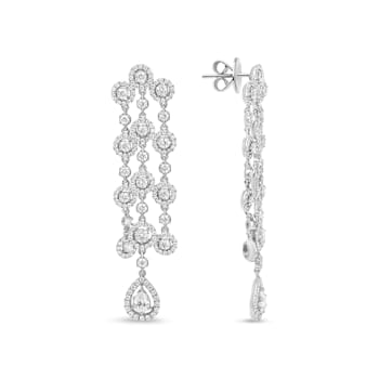 18K White Gold 4 3/4ctw Diamond Double Teardrop Waterfall Dangle Earrings