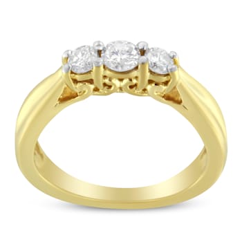 10K Yellow Gold Three-stone Diamond Ring (0.50ctw, J-K Color, I2-I3 Clarity)