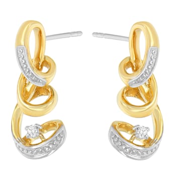 Espira 10K Two Tone Gold Round cut Diamond Earring 0.05ctw