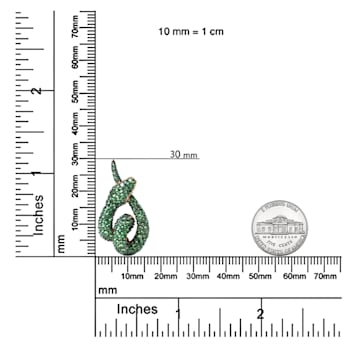 18K Rose Gold Round Green Tsavorite Gemstone Cluster Snake Design Pendant