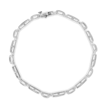 14K White Gold 1.0ctw Invisible Set Diamond Alternating Station and Link
Tennis Bracelet