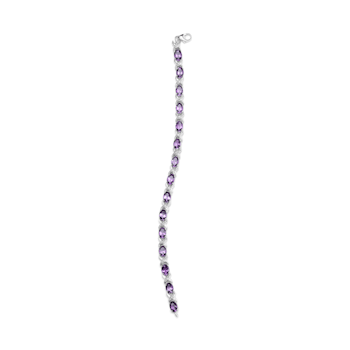 Sterling Silver Amethyst and Diamond Accent X-Link Bracelet (H-I Color,
SI1-SI2 Clarity)  - Size 7"