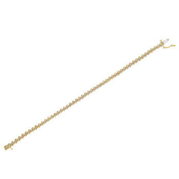 10K Yellow Gold 2.0 Cttw Diamond Alternating Wave and Round Link 7”
Tennis Bracelet (J-K, I2-I3)