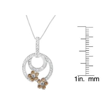 Sterling Silver 1ctw Round Cut Diamond Floral Garden Pendant With Chain
(H-I, I1-I2)