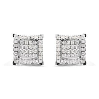 10K White Gold 1 1/4 Cttw Princess Diamond Composite Double Square and
Halo Stud Earrings