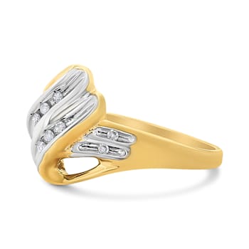 10K Yellow and White Gold 1/15ctw Round Diamond Bypass Ring (I2 Color,
I-J Clarity) - Size 7