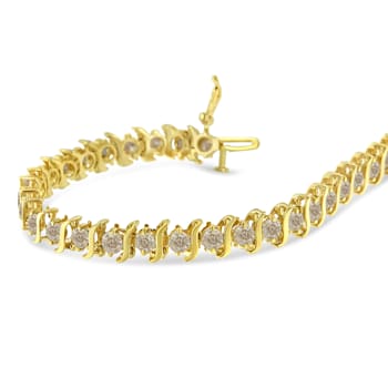 10K Yellow Gold Over Sterling Silver 7.0ctw Round Brilliant Cut Diamond
"S" Link Bracelet