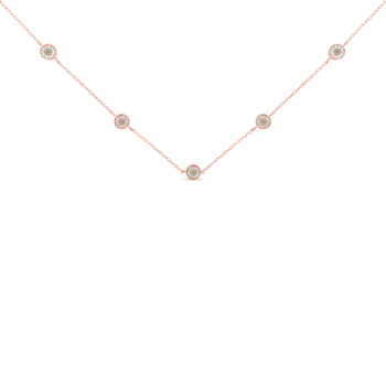 10K Two-tone Gold Over Sterling Silver Diamond Station Necklace (1/2
cttw, K-L Color, I2-I3 Clarity)