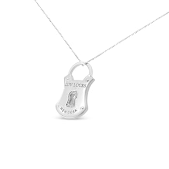 Sterling Silver 1/10 Cttw Diamond Lock Pendant 18" Necklace (H-I
Color, I1-I2 Clarity)