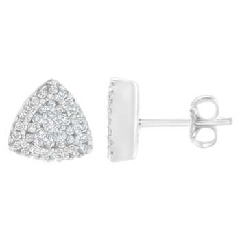 14K White Gold 1/2ctw Trillion Shaped Diamond Stud Earrings