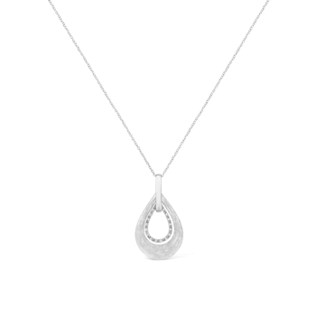 .925 Sterling Silver Prong-Set Diamond Accent Fashion Double Drop Design
18" Pendant Necklace