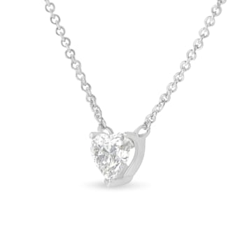 14k White Gold 1/4ctw Lab Grown Heart Shape Diamond Solitaire Necklace
(E-F Color, SI1-SI2 Clarity)
