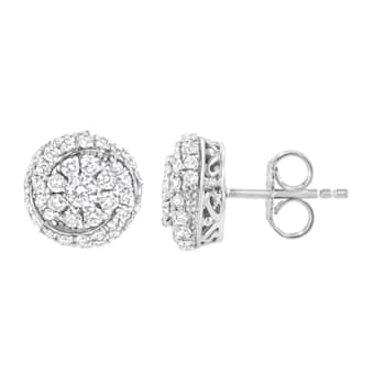 Sterling Silver 1 cttw Lab-Grown Diamond Cluster Stud Earring (F-G
Color, VS2-SI1 Clarity)