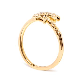 10K Yellow Gold 1/10ctw Diamond  Palm Tree Statement Ring (H-I Color,
I1-I2 Clarity)