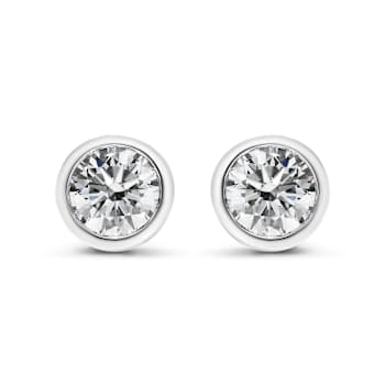 14K White Gold 2.0 Cttw Lab Grown Diamond Screw-Back Classic Bezel
Solitaire Stud Earrings