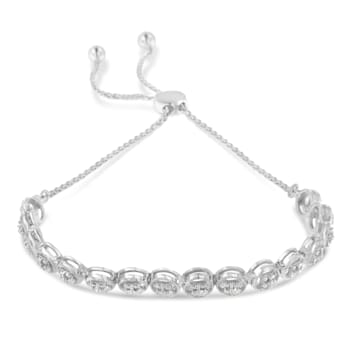 Diamond Accent Sterling Silver Bolo Bracelet