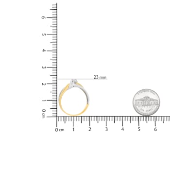 10K Two-tone Gold 1/20ctw Round-Cut Diamond Bypass Ring (I2 Color, I-J Clarity)