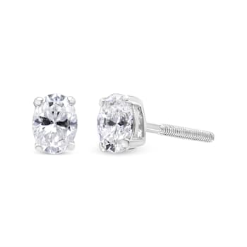 0.50ctw Lab Grown Oval Diamond Solitaire 14K White Gold Stud Earrings