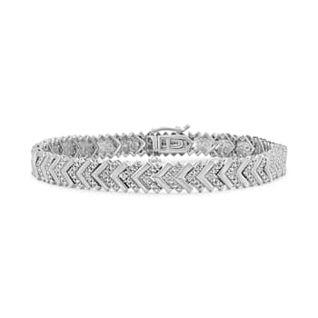 0.16ctw Diamond Chevron Sterling Silver Tennis Bracelet