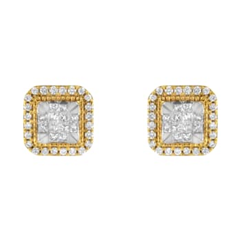 10K Yellow Gold Diamond Stud Earrings 1/2ctw