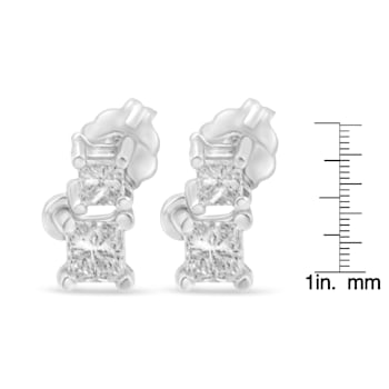 14K White Gold 1/2ctw Princess Cut Diamond Earrings