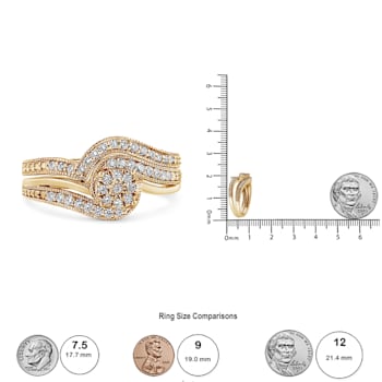 14K Yellow Gold Over Sterling Silver 1/3ctw Multi-Diamond Bypass
Vintage-Style Bridal Set