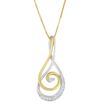 10K Two-Tone Gold Espira Round Diamond Spiral Pendant w\chain(1/6ctw,
J-K Color, I2-I3 Clarity)