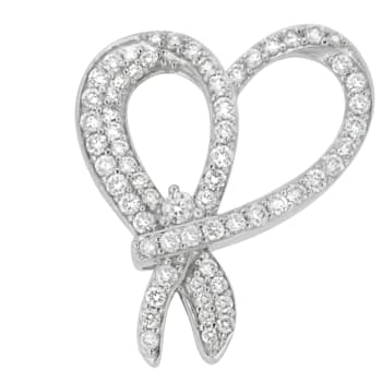 10K White Gold 1ctw Round Cut Diamond Heart and Bow Pendant w\chain
(G-H, SI1-SI2)