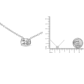 0.375ctw Oval Lab Grown Diamond 14K White Gold Solitaire Necklace