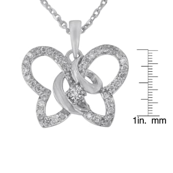 Sterling Silver 1/4ctw Prong-Set Diamond Butterfly 18" Pendant
w\chain(H-I Color, I1-I2 Clarity)
