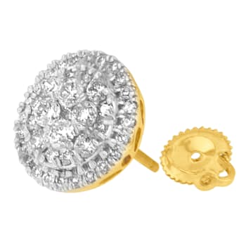 10K Yellow Gold Round Cut Diamond Earrings 1.5ctw