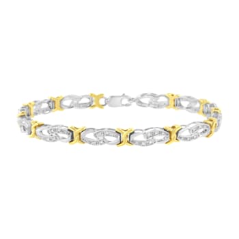 10k Yellow Gold Over Sterling Silver .25ctw Diamond Infinity and X Link Bracelet