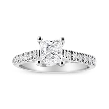 14K White Gold 1 1/5ctw Princess Diamond Classic Engagement Ring (I1-I2
Color, H-I Clarity)
