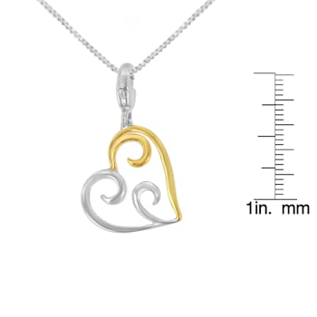 10K Yellow Gold Over Sterling Silver Heart Necklace