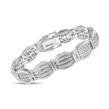 Sterling Silver 3.0ctw Prong Set Diamond Art Deco Style Tennis Bracelet
(I-J Color, I2-I3 Clarity)