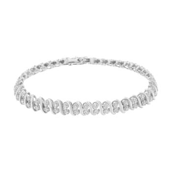 Sterling Silver 1.0ctw Double Row Miracle-Set Diamond Tennis Bracelet