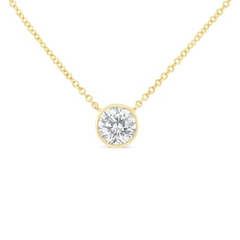 0.10ctw Diamond Bezel Set Solitaire 10K Yellow Gold Necklace (H-I, SI2-I1)