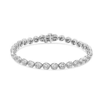 Sterling Silver 1ct. TDW Diamond Circle Link Eternity Bracelet (I-J,I3)
- 7"