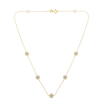 10K Two-tone Gold Over Sterling Silver Diamond Station Necklace (1/2
cttw, K-L Color, I2-I3 Clarity)