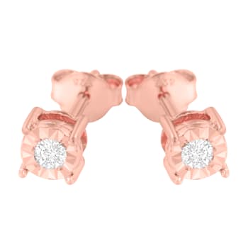 0.10ctw Round Brilliant-Cut Diamond 10K Rose Gold Over Sterling Silver
Stud Earrings