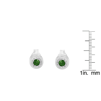 Sterling Silver 0.15ctw Round Brilliant-Cut Green Diamond Miracle-Set
Stud Earrings
