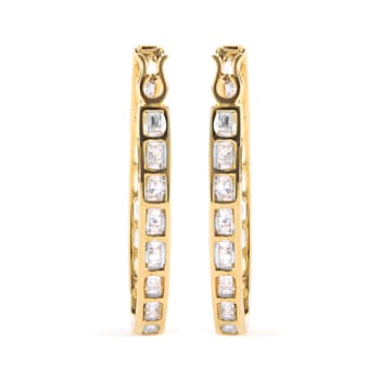 10K Yellow Gold 1.00 Cttw Round and Baguette-Cut Diamond U-Hoop Earrings
(H-I Color, SI2-I1 Clarity)