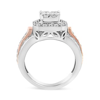 14K Two-tone Gold 1 1/8ctw Mixed Shapes Diamond Triple Shank Ring (I-J
Color, SI2-I1 Clarity)