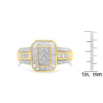 10K Yellow Gold Round and Baguette-Cut Diamond Cocktail Ring (1.0 Cttw,
H-I Color, SI2-I1 Clarity)