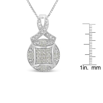 0.33ctw Diamond Ribbon and Circle Cluster Sterling Silver Necklace