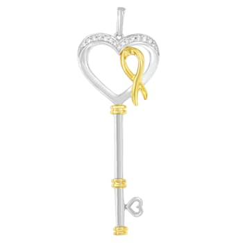 10K Two-Tone Gold Over Sterling Silver 1/10ctw Diamond Key to My Heart
Pendant w\chain(H-I, I1-I2)